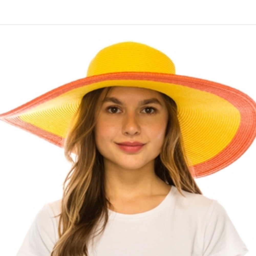 Oversized Brim Vibrant Yellow and Orange Sun Hat